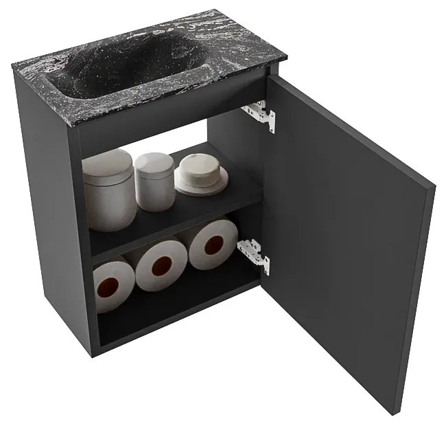 Mondiaz Ture DLux toiletmeubel 40cm dark grey met wastafel lava links zonder kraangat