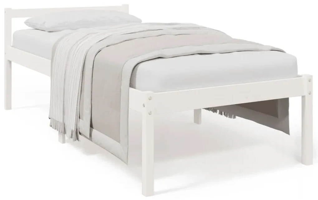 vidaXL Bedframe massief grenenhout wit 90x200 cm