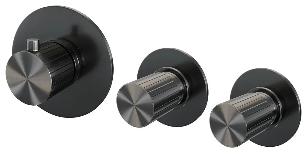 Brauer Stripe inbouw badkraan met staafhanddouche gunmetal geborsteld PVD