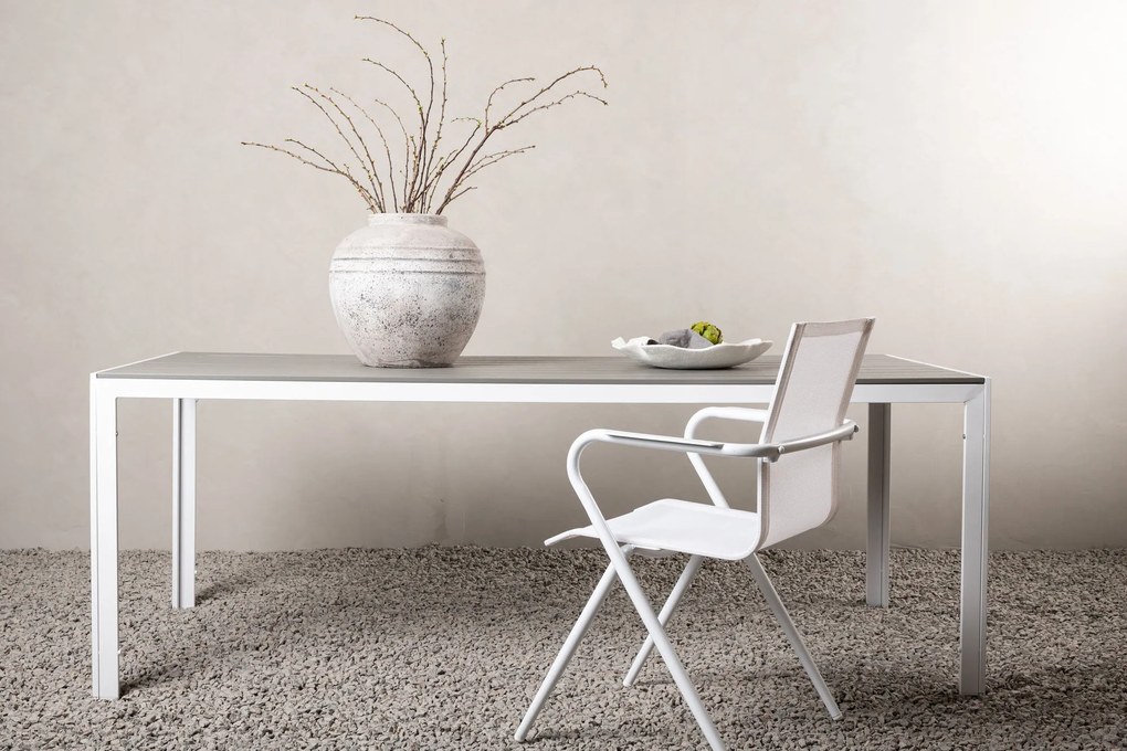 The Outsider Tuintafel - Toscane - Wit/Grijs - Alu/Polywood - 205x90 cm - The Outsider