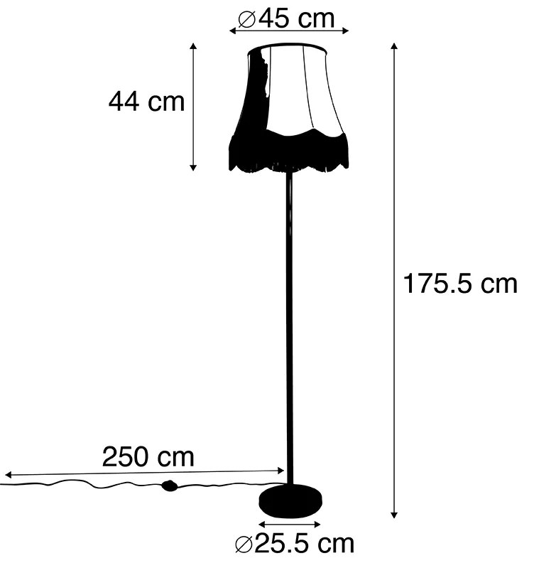 Klassieke vloerlamp zwart met Granny B kap grijs - Simplo Modern E27 rond Binnenverlichting Lamp