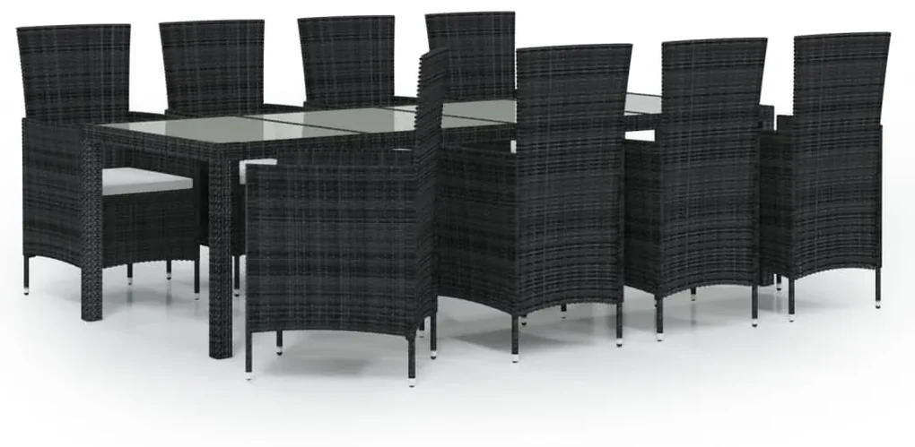 vidaXL 9-delige Tuinset met kussens poly rattan bruin