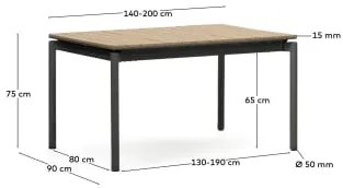 Kave Home -  Danyelles Uitschuifbare Tuintafel - 140 (200) X 90 Cm