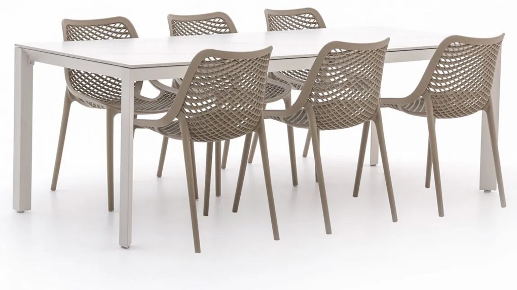 + 10% kassakorting | Diningset Forza  | 6 personen sintered stone | Tuinset stapelbaar | 7-delig | Kees Smit Tuinmeubelen