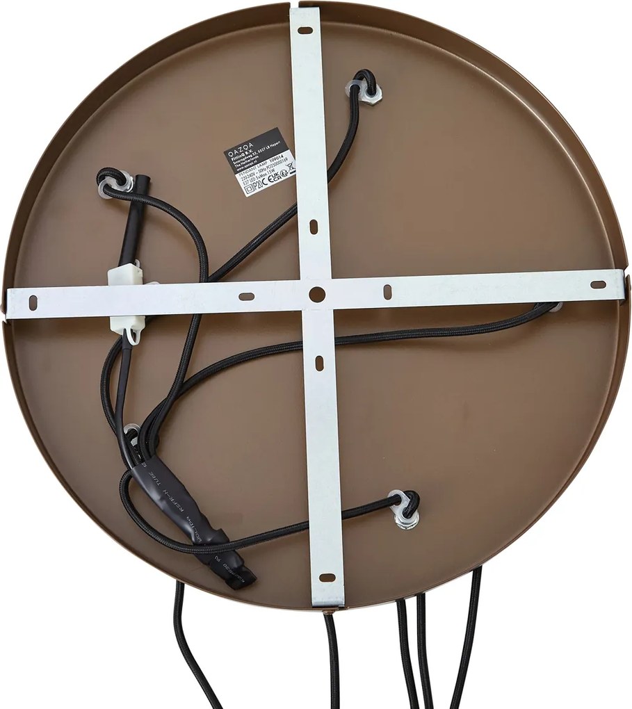 Hotel Chique hanglamp donker brons met amber glas 5-lichts - Stavelot