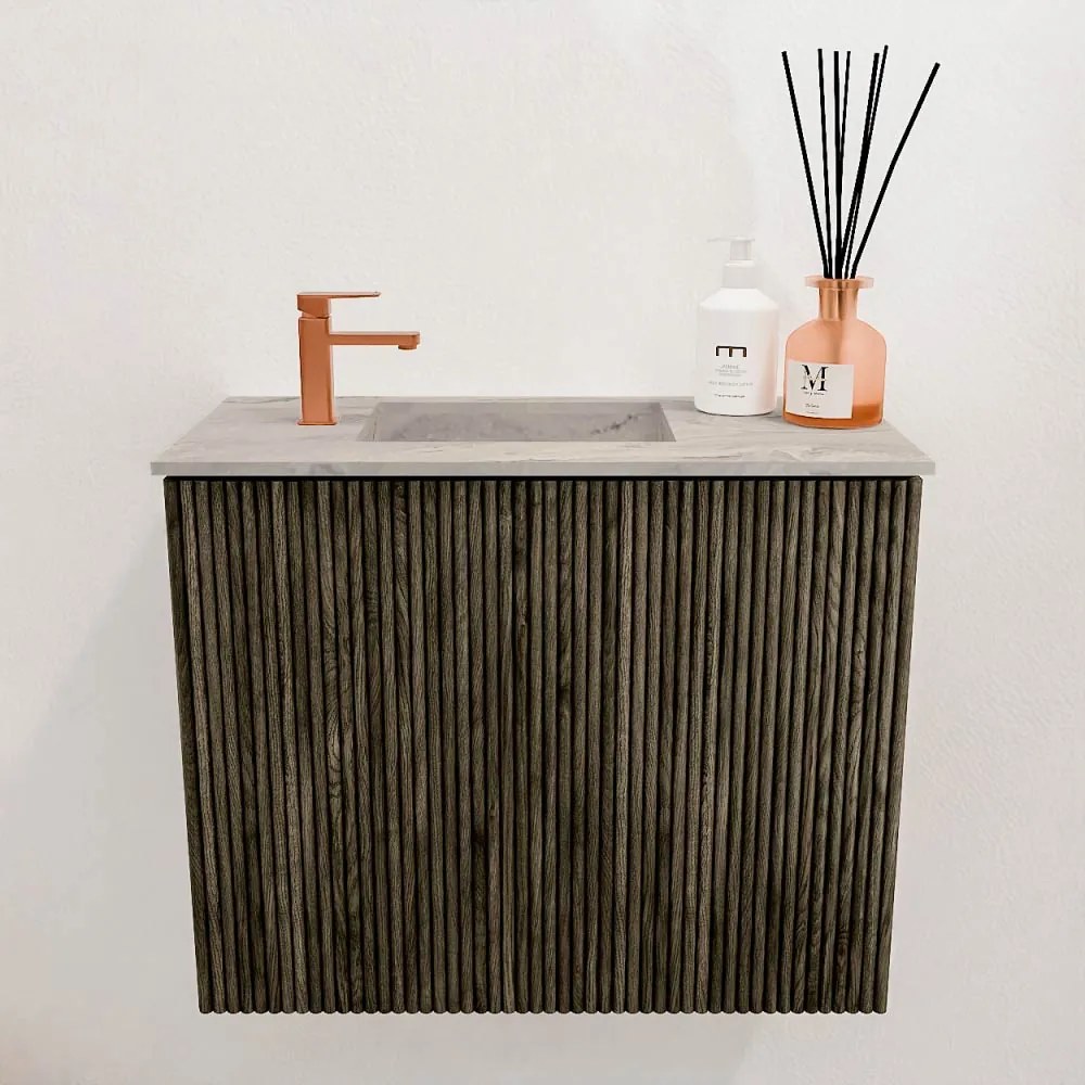 Mondiaz Joya DLux 50cm toiletmeubel shadow met wastafel faye links 1 kraangat glace