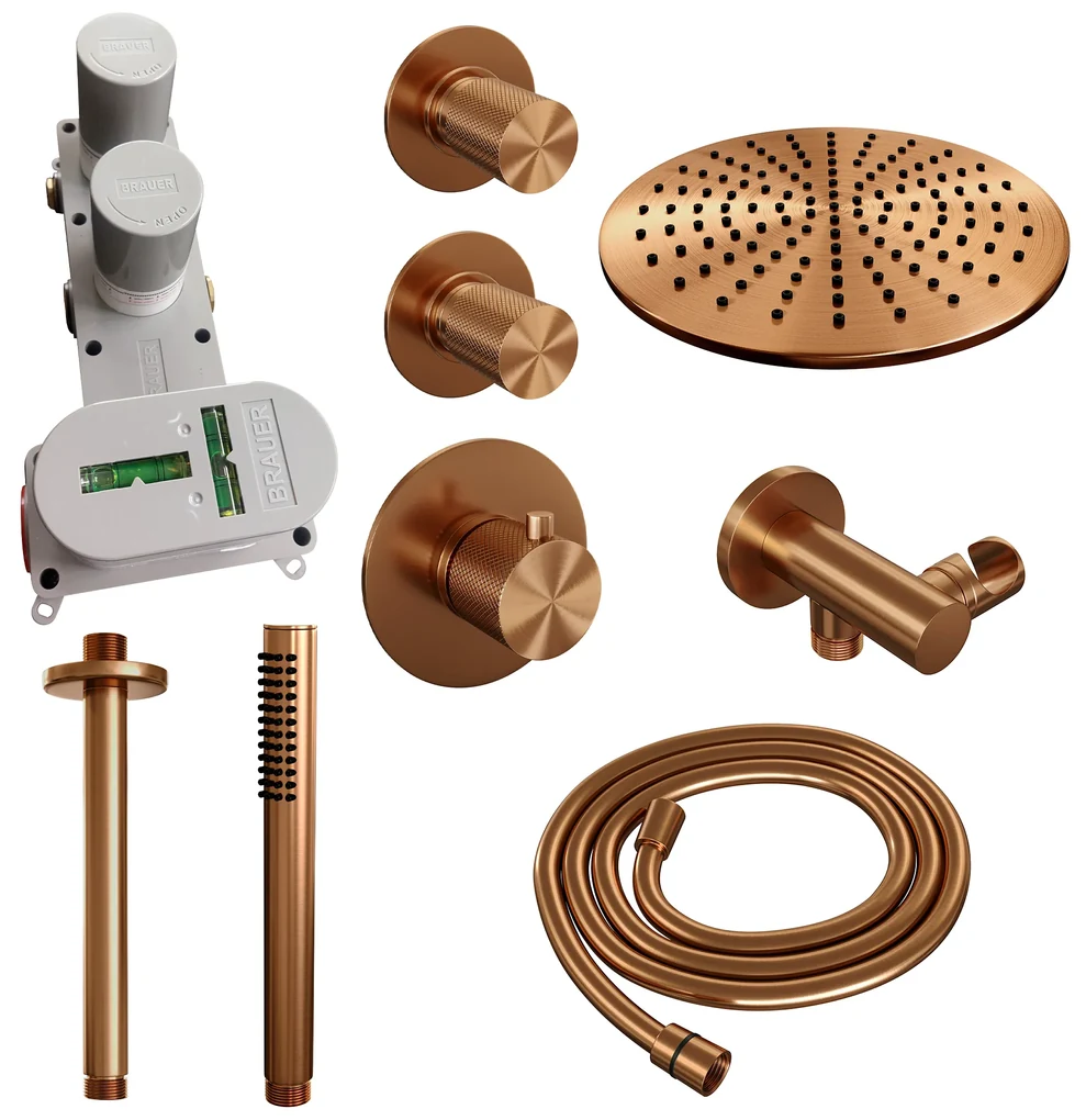 Brauer Copper Carving complete inbouw regendouche set 06 met 30cm