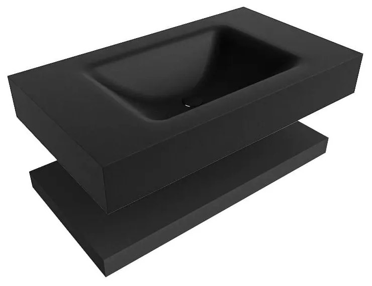 Zaro Alan badmeubel 80cm met planchet urban en vrijhangende wastafel cloud midden 1 kraangat urban