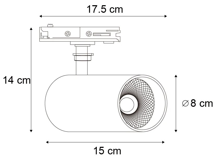 Moderne spot wit voor railsysteem 1-fase incl. LED - Iconic Mark