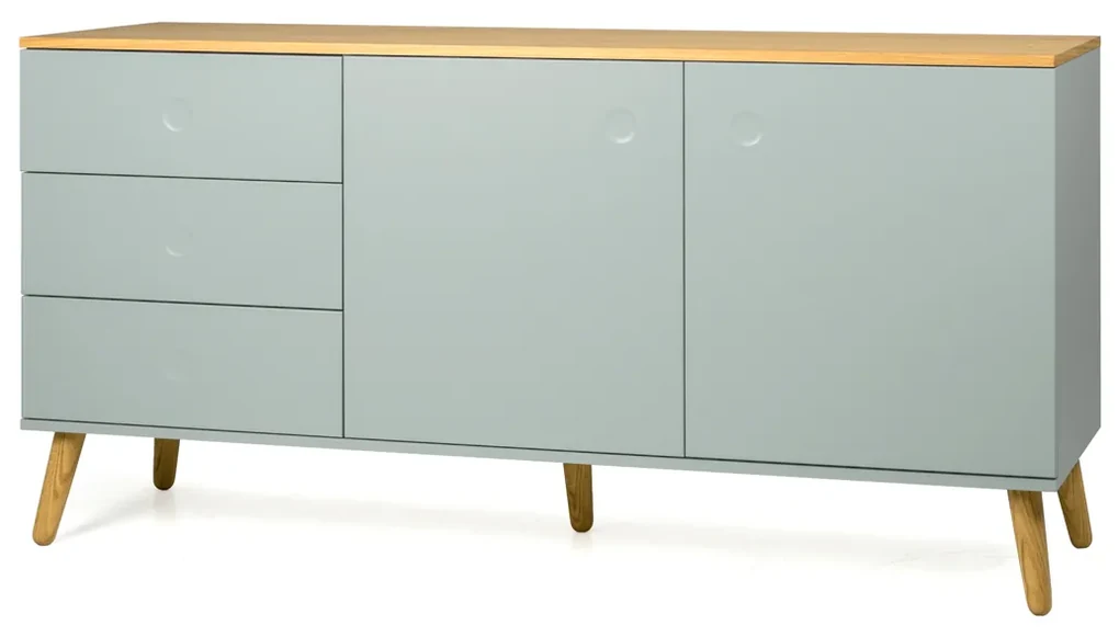 Tenzo Dot Scandinavisch Dressoir Groen Met Eiken - 162x43x79cm.