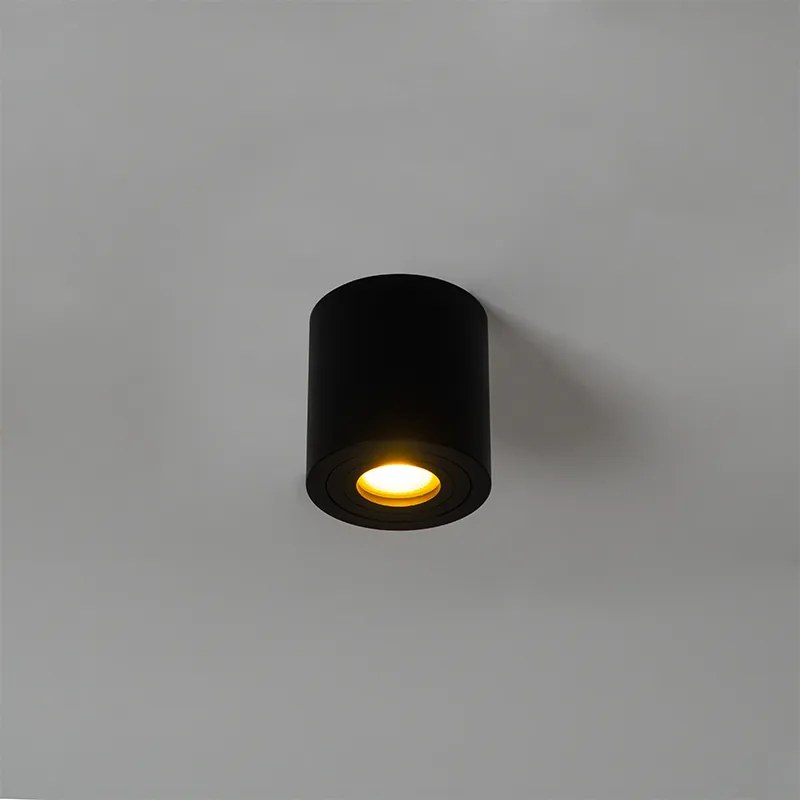 Moderne ronde plafondspot zwart IP44 - Capa