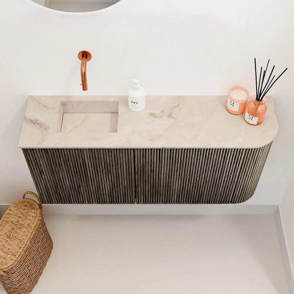 Mondiaz Joya DLux 90cm toiletmeubel ronding rechts shadow met wastafel faye links zonder kraangat frappe