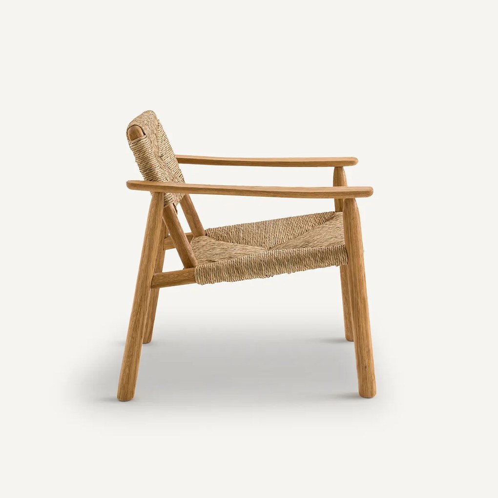 Fauteuil, eiken en gevlochten stro, ABONDANCE, ontwerp Emmanuel Gallina