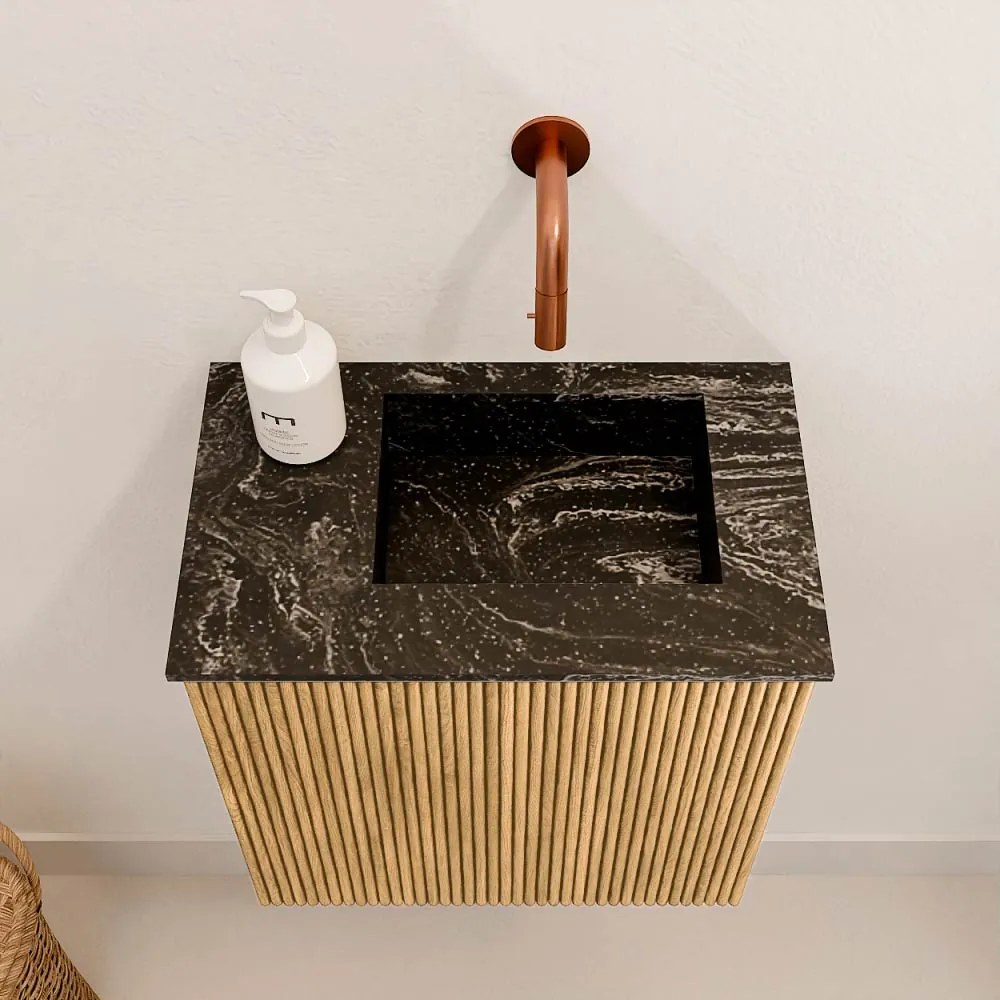 Mondiaz Joya DLux 40cm toiletmeubel oak met wastafel faye rechts zonder kraangat lava