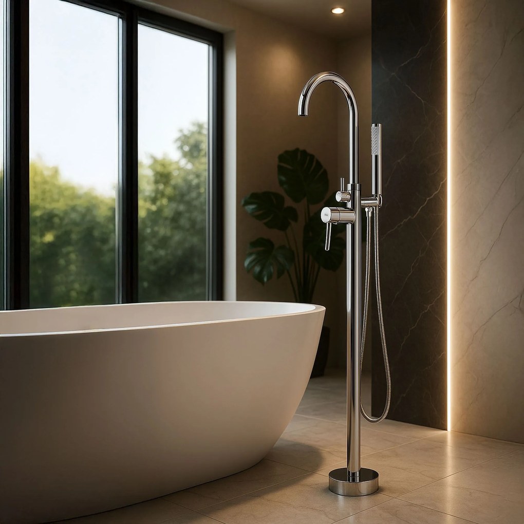 Vloeren  badmengkraan Rea Lungo Chrome