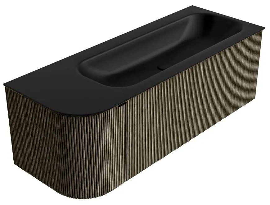 Mondiaz Kurve 125cm badmeubel ronding links shadow met 1 lade en deur en wastafel big medium kraangat rechts urban