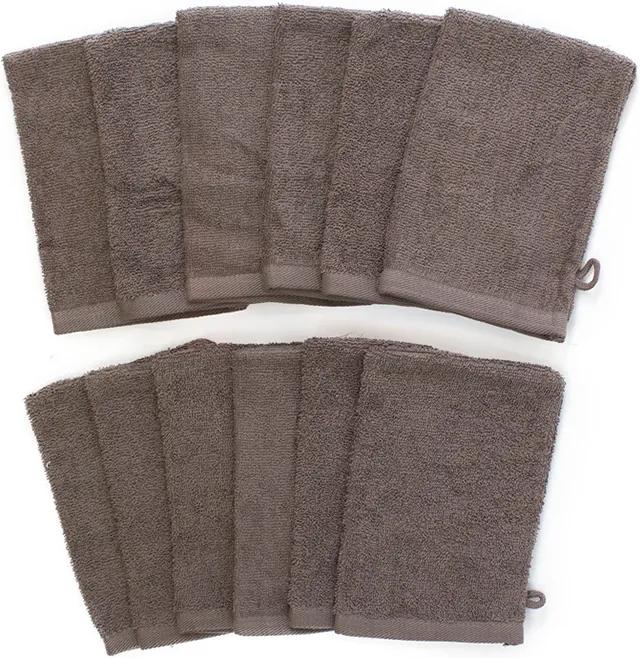 The One Towelling 12-PACK: Washandjes - 16 x 21 cm - Taupe
