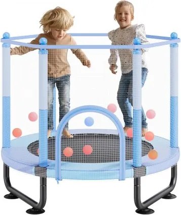 VEVOR Kindertrampoline Buitentrampoline Mini Leisure Trampoline 1545 mm voor peuters met veiligheidsnet en basketbalring, verjaardagscadeau Kerstspeelgoed voor kinderen vanaf 3 jaar Blauw
