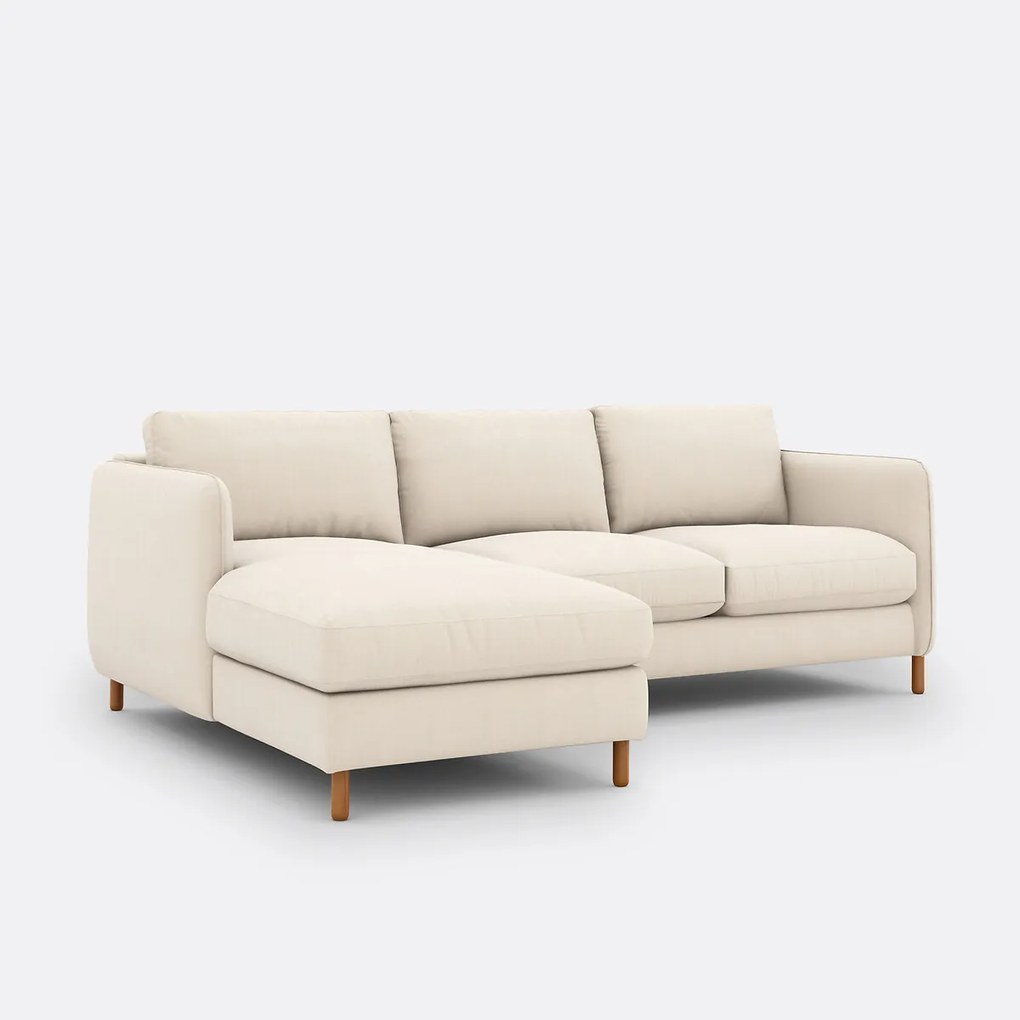 Hoekbank links, 4 zits, in polyester, LOMÉO