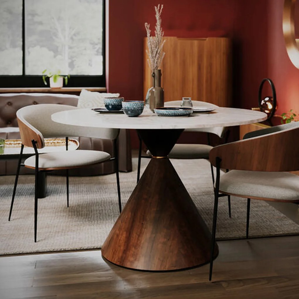 Ronde Eettafel Marmerlook 120 - 120 X 120cm.