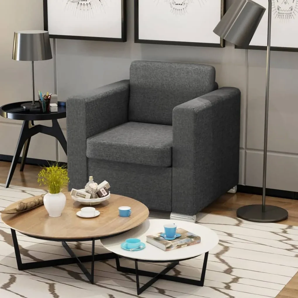 vidaXL Fauteuil stof donkergrijs