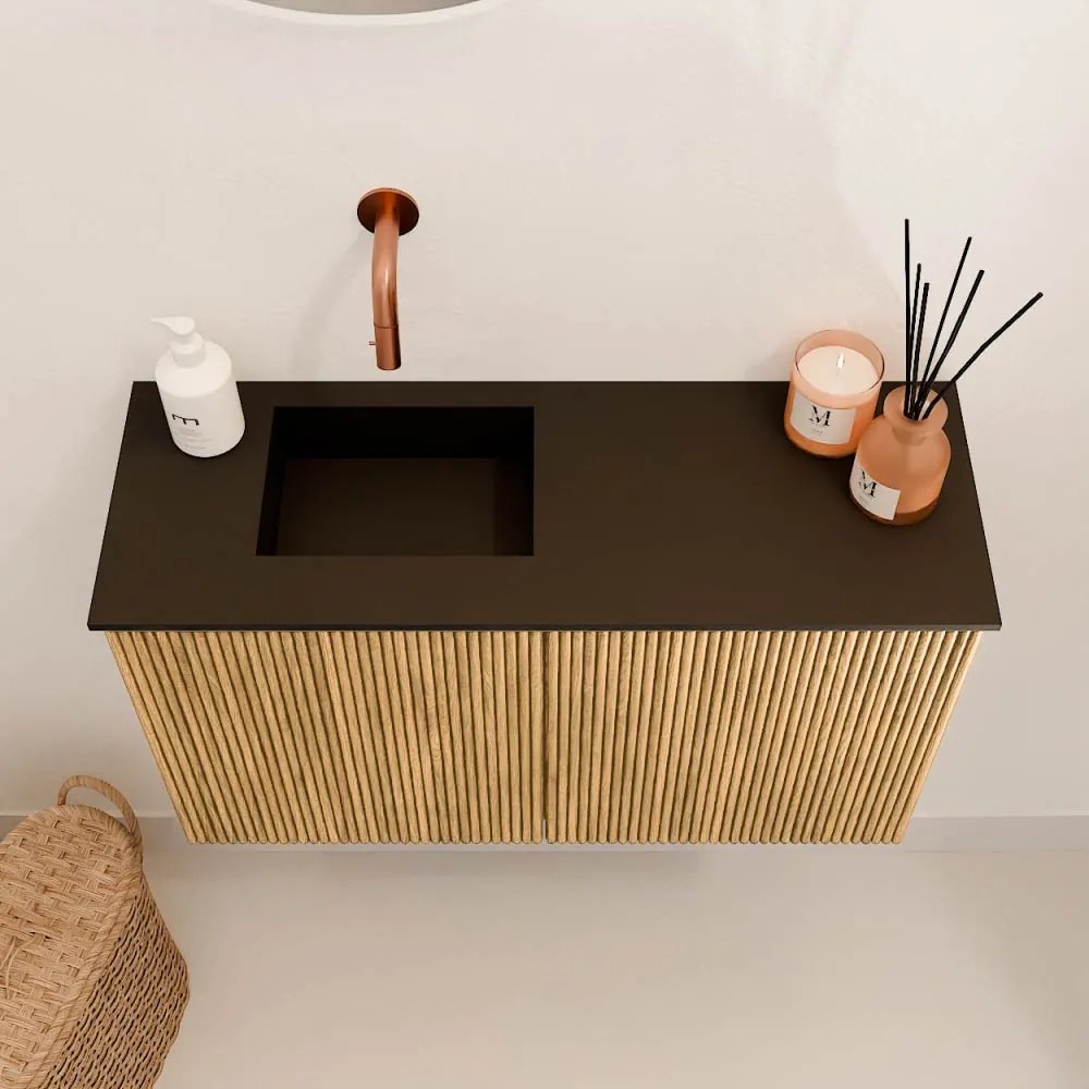 Mondiaz Joya 70cm toiletmeubel oak met wastafel faye links zonder kraangat urban