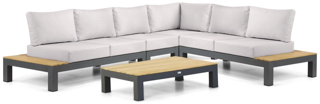 Loungeset 6 personen Aluminium/Teak Grijs Lifestyle Garden Furniture Vittoria