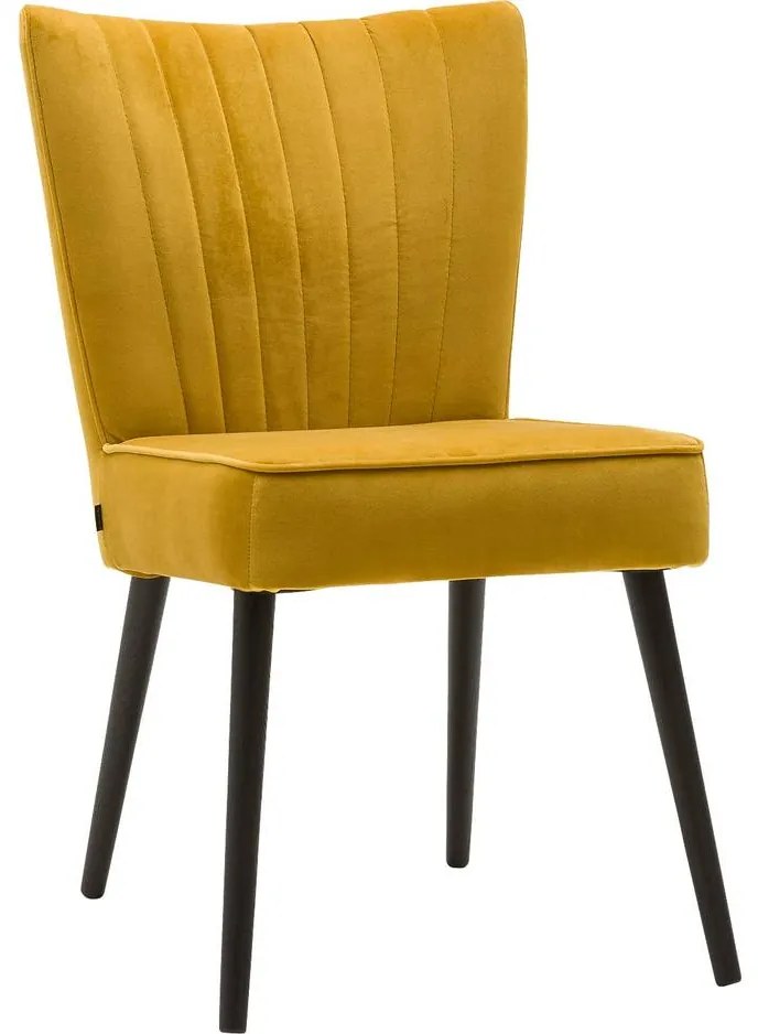 Goossens Eetkamerstoel Rob geel velvet stof leuning, urban industrieel