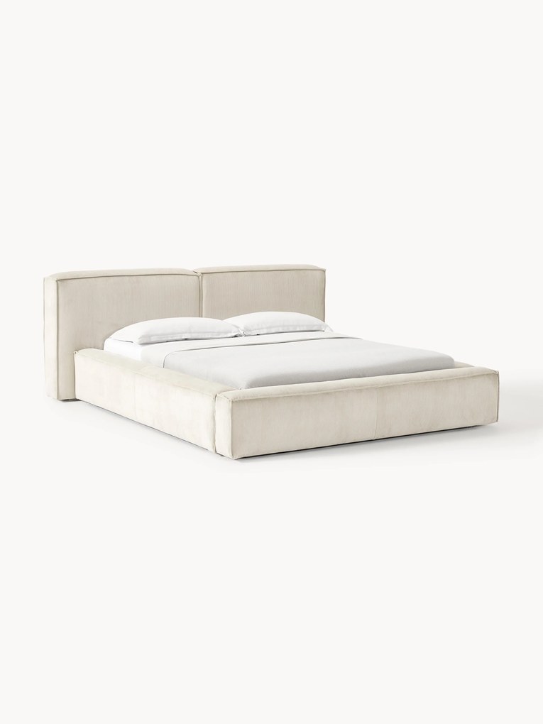 Gestoffeerd corduroy bed Lennon met opbergruimte
