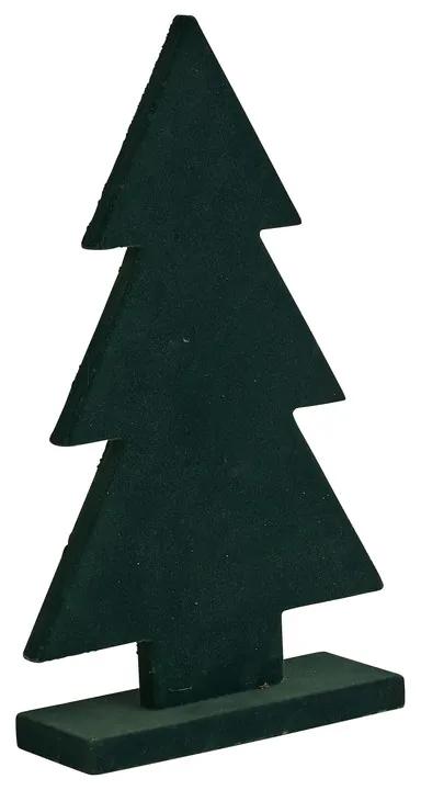 Houten kerstboom met velvet - groen - 26 cm