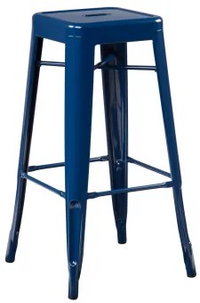 Stapelbare Set Van 4 Hoge Krukken Van Staal Lix Marine Blauw & ↑75 Cm - Sklum
