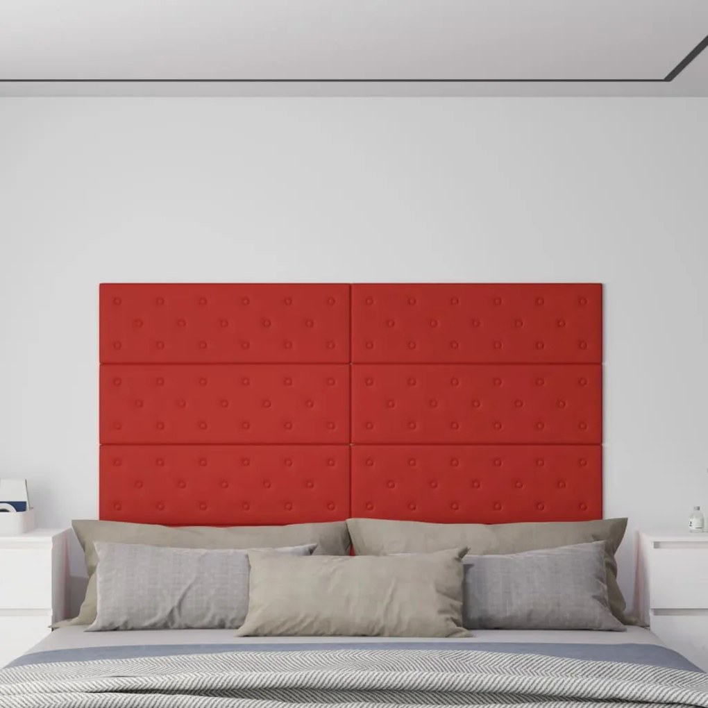 vidaXL Wandpanelen 12 st 3,24 m² 90x30 cm kunstleer wijnrood