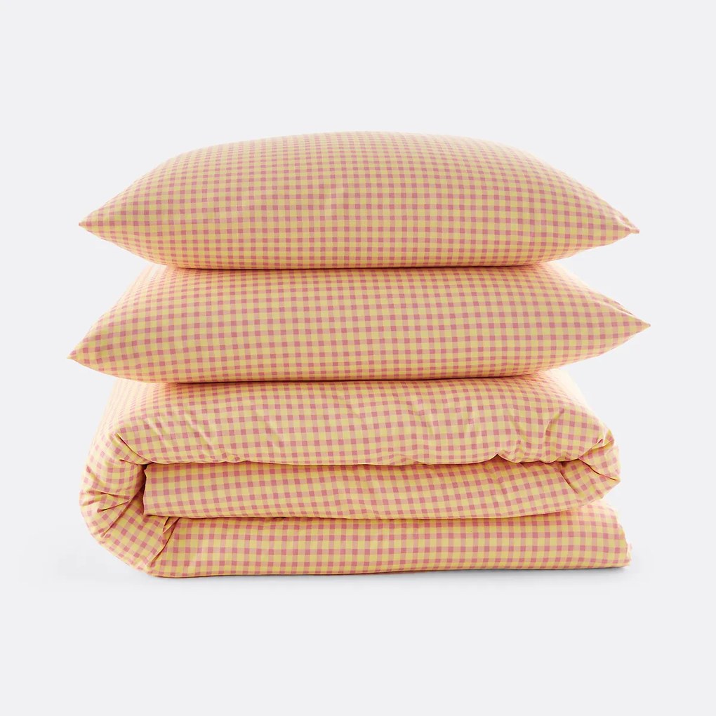 30% gerecycled katoenen beddengoedset, rechthoekige kussensloop, ruitjesprint, LESIA