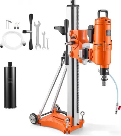 VEVOR Diamantkernboor 4500W, kernboor voor droog en nat gebruik, 20-450 mm, voor beton, baksteen en steen, 127 mm natte boor, kantelbare standaard, chassis, 1150 tpm, 3-traps snelheidsregelaar, UNC1 1/4-7 schroefdraad
