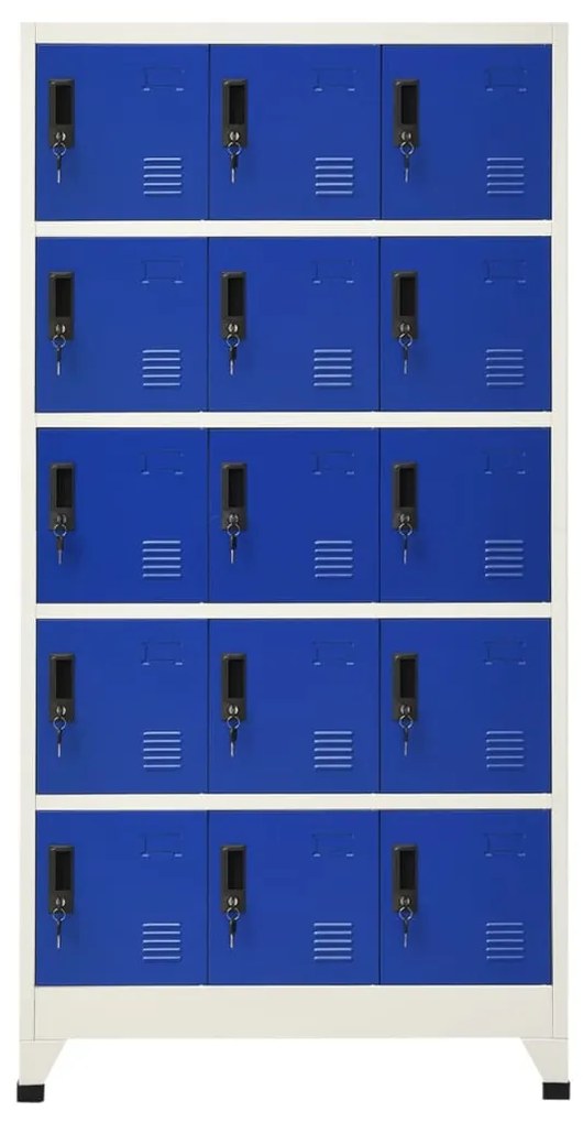 vidaXL Lockerkast 90x40x180 cm staal grijs en blauw