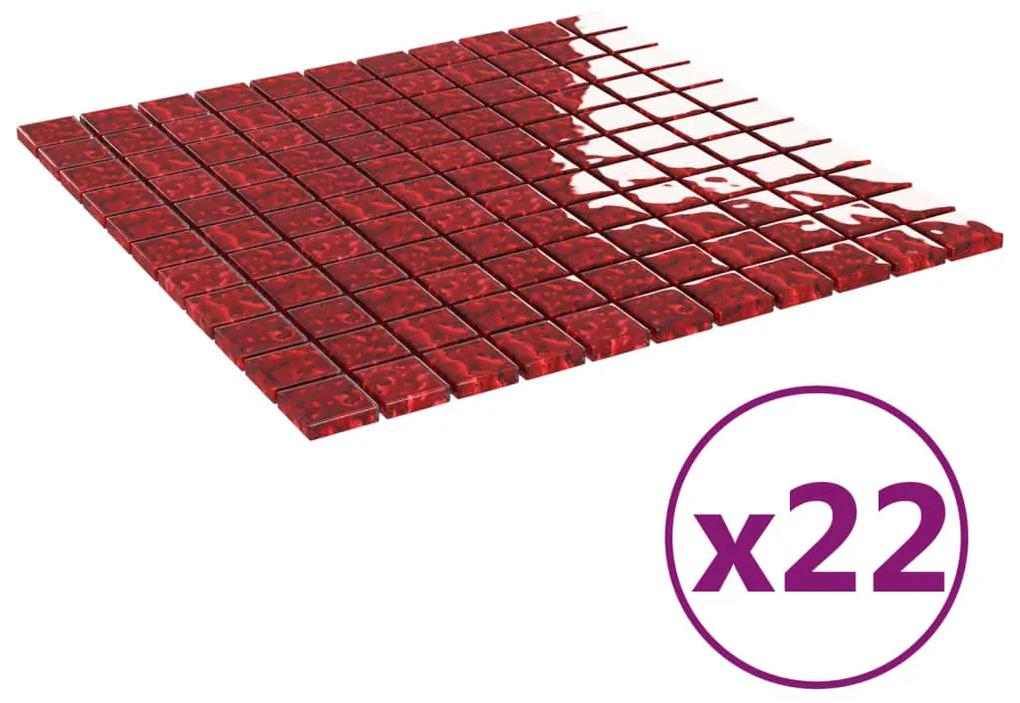 vidaXL Mozaïektegels 22 st zelfklevend 30x30 cm glas rood