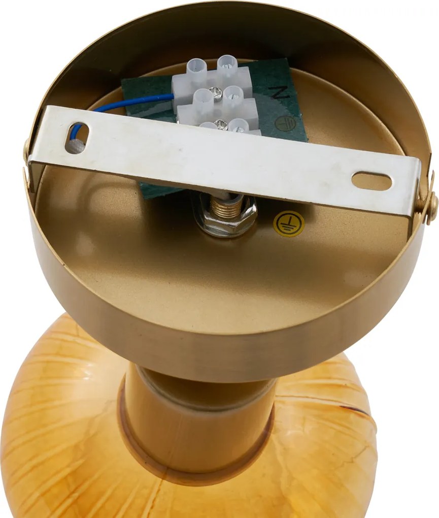 Moderne plafondspot goud met amber glas rond - Teddy