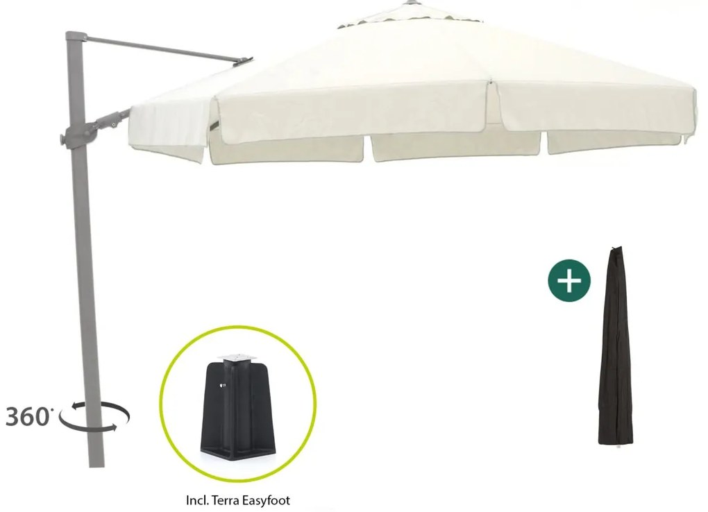 Parasol Shadowline Miami | Inclusief hoes | Rond | 350cm | Met draaihendel | Wit | Kees Smit Tuinmeubelen