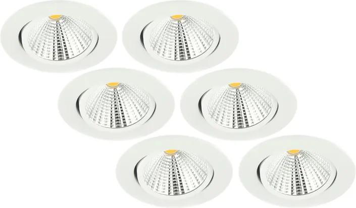 Inbouwspot LED 5W, Wit, Rond, Kantelbaar, Dimbaar, 6-Pack