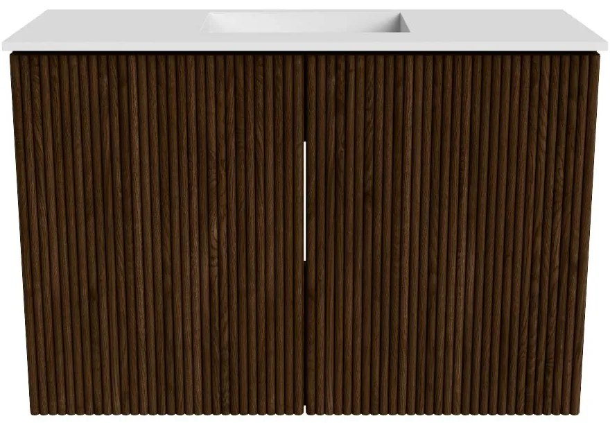 Mondiaz Joya 60cm toiletmeubel walnut met wastafel faye midden 1 kraangat talc