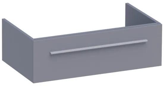 Saniclass Sharp wastafelonderkast 80x46x25cm 1 softclose lade met standaard greep met 1 sifonuitsparing MDF mat Grijs 1856