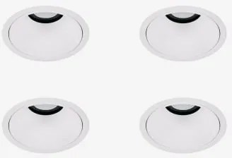 Pack Van 4 Inbouw Led-downlights Met Ronde Frames Ø8 Cm Voor Buitengebruik In Aluminium Orelva Wit & 38º & Neutraal Wit 3500k & 11 W - Sklum