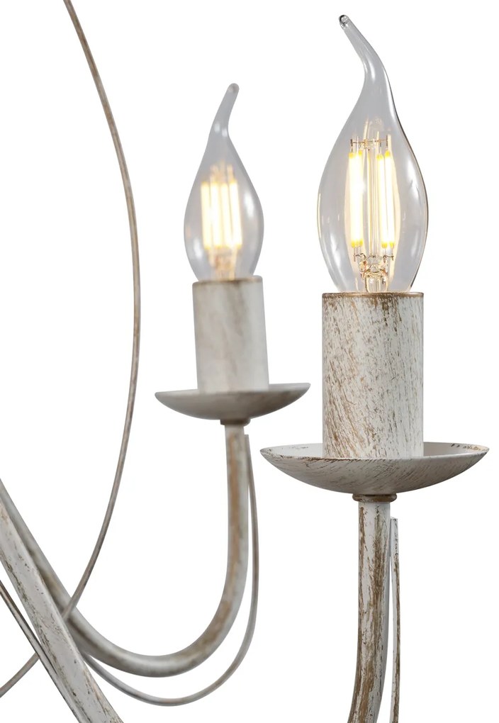 Eettafel / Eetkamer Klassieke kroonluchter crème 8-lichts - Giuseppe Klassiek / Antiek, Landelijk / Rustiek E14 rond Binnenverlichting Lamp