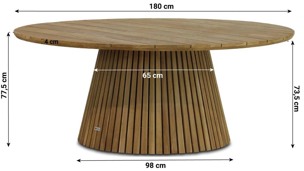 Tuinset Ronde Tuintafel 6 personen  Rope Taupe  4 Seasons Outdoor Florence/Fungo