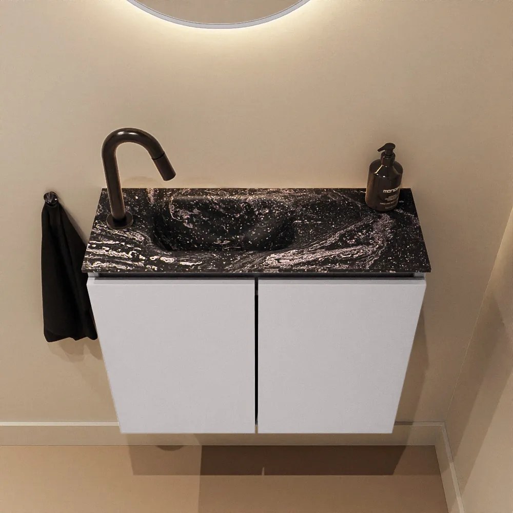 Mondiaz Ture DLux toiletmeubel 60cm cale met wastafel lava links met kraangat