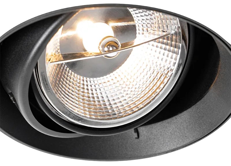 Moderne inbouwspot zwart GU10 AR111 rond trimless - Oneon Modern GU10 Binnenverlichting Lamp