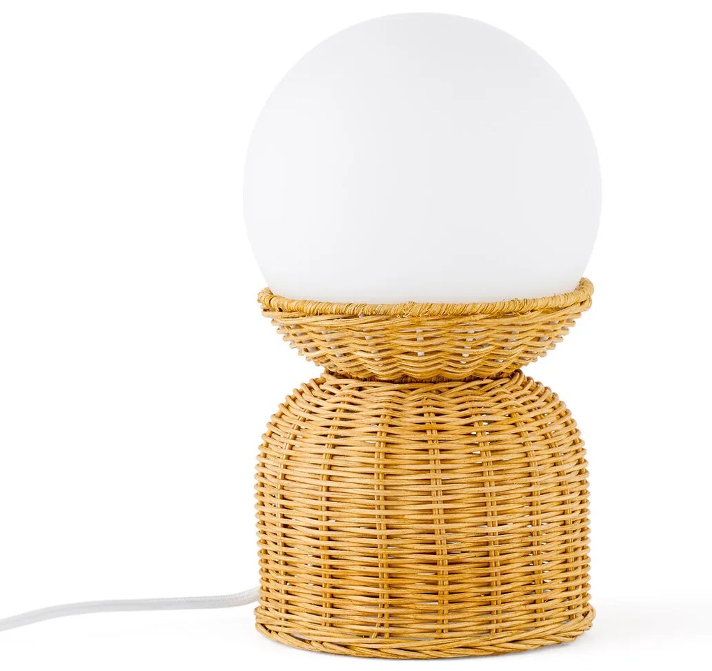 Lamp in rotan en opaline glas, Proviny