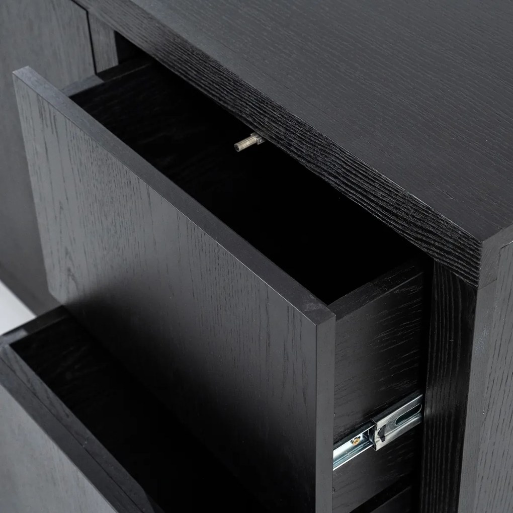 Modern Dressoir Zwart Hout - 200x47x76cm.
