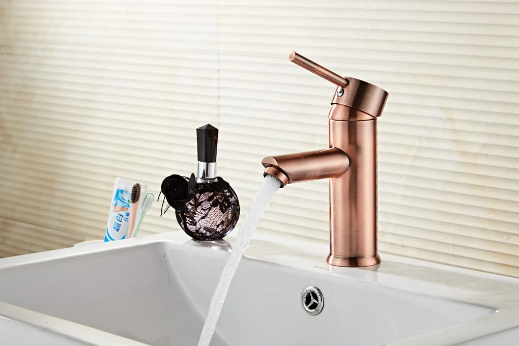 Saniclear Copper wastafelkraan met eenhendel bediening geborsteld koper