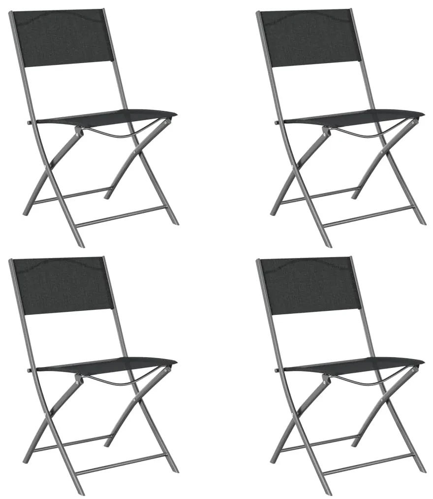 vidaXL Tuinstoelen inklapbaar 4 st staal en textileen zwart